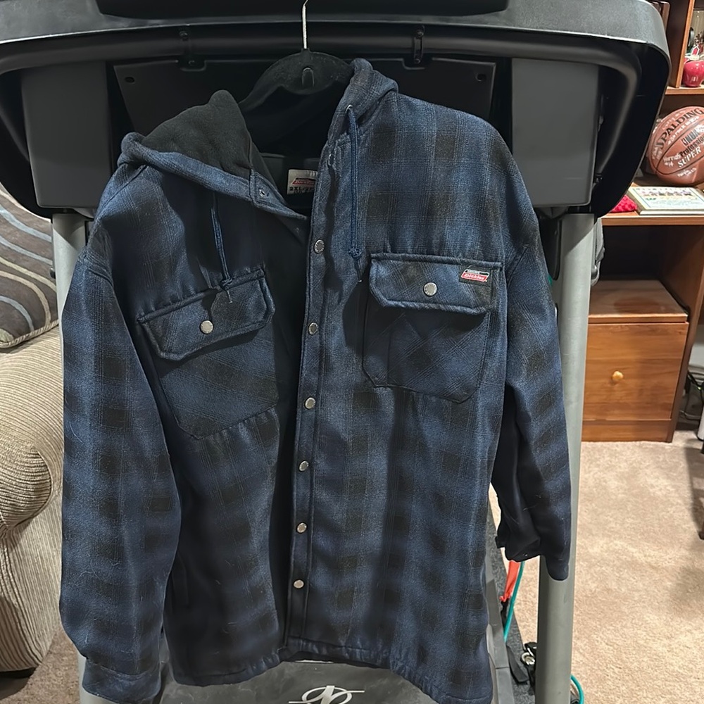 Dickies Navy Plaid Hooded Jacket